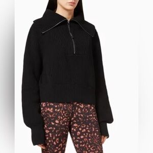 Varley Black Half-Zip Cotton Sweater